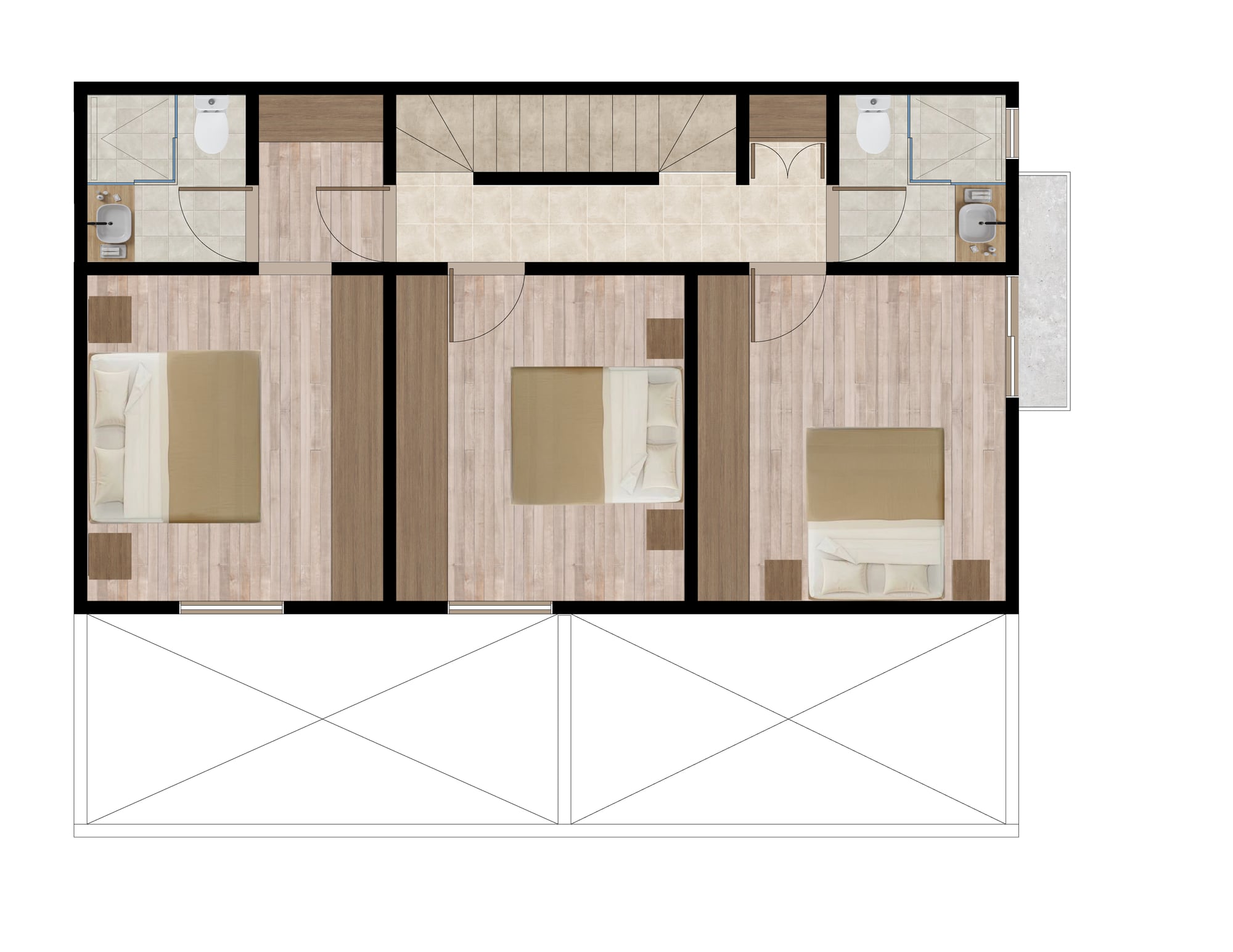 Plano de planta alta de una casa en Las Encinas